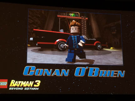 Conan O'Brien is one of more than 150 playable characters in LEGO Batman 3.