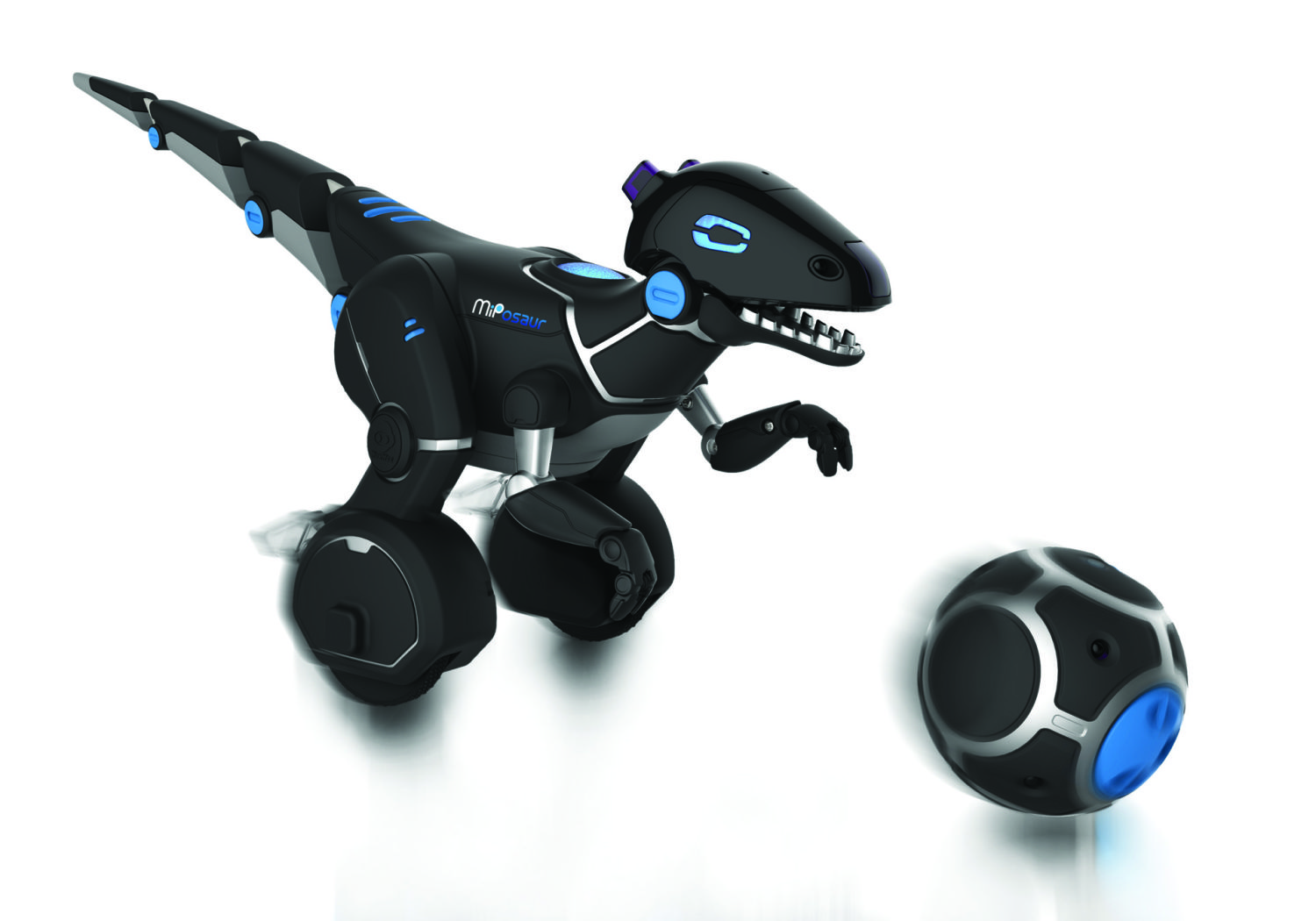 Black WowWee MiPosaur Smartphone App-Controlled Dinosaur Robot w/ TrackBall 