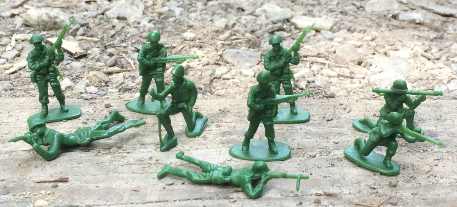 Lot of 2 World's Smallest G.I Joe Toys Action Soldier AND Little Green Army Men 